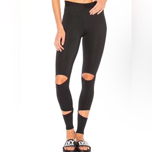IVY PARK Pants - Ivy Park Size XL High Rise Black Slash Leggings Full Length Athletic Edgy Goth